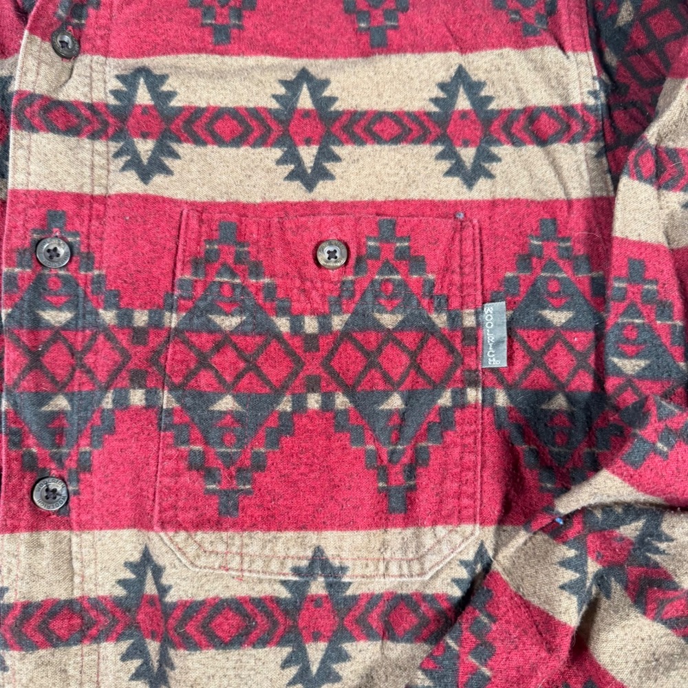 Woolrich Flannel Shirt Mens XL Red Tan Southwestern Tribal Geometric Cotton - Picture 3 of 9